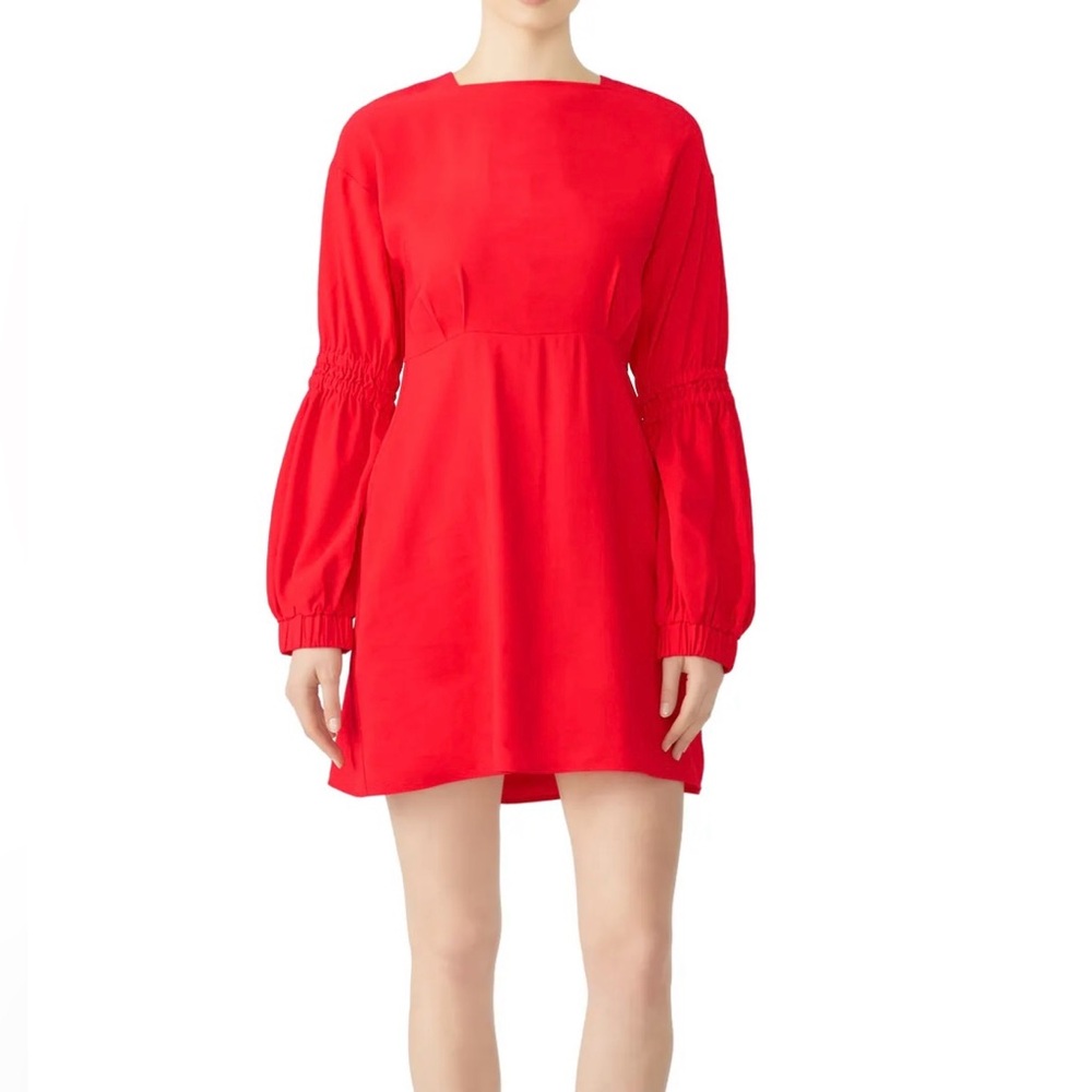 Line + Dot | Red Back Buttons Dress